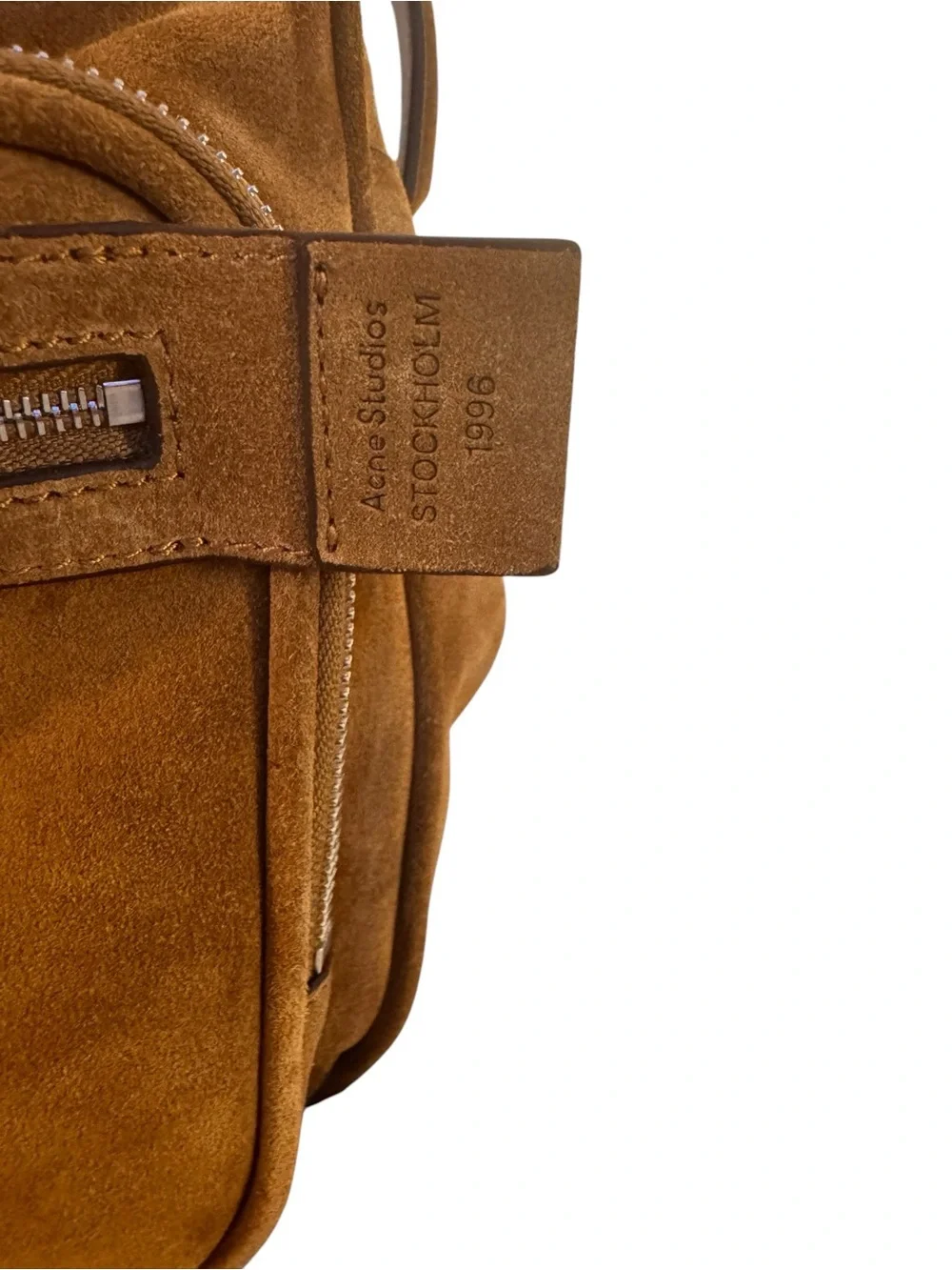 Acne Suede Messenger Bag in Warm Brown
